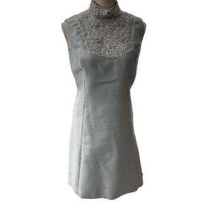 Vintage 60’s Smart Miss Blue beaded Dress Small
